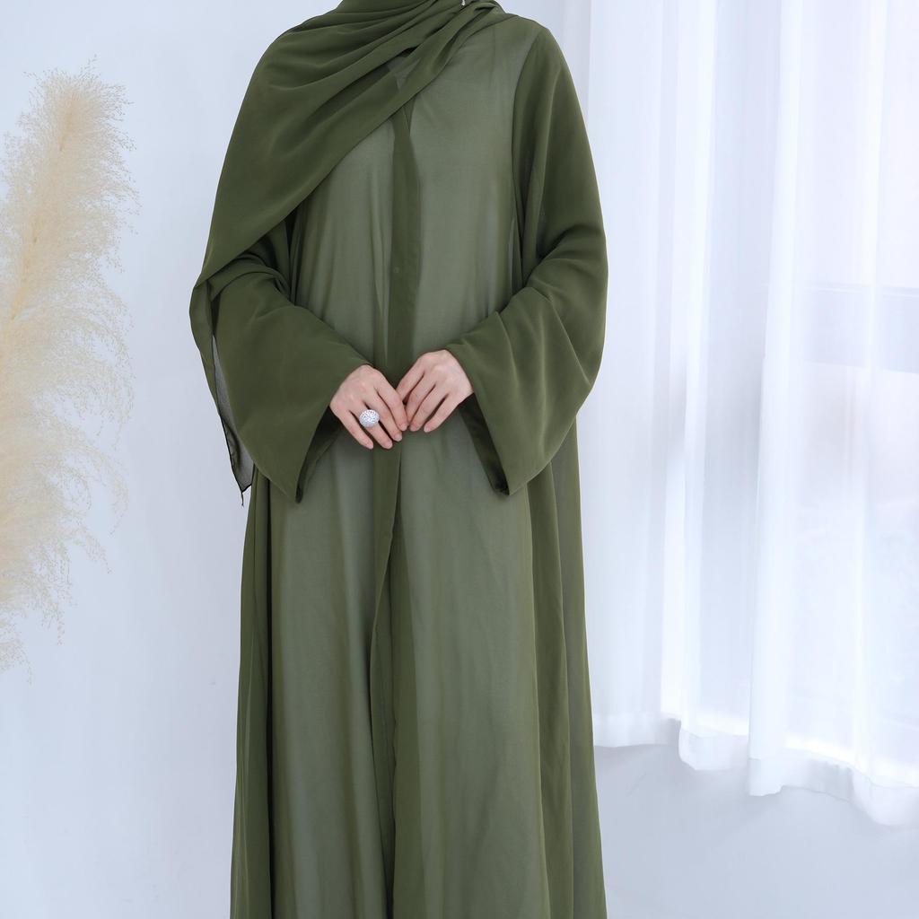Loriya Summer Double Sleeve Chiffon Cardigan with Headscarf - LR842