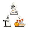 Cute Ghost Wooden Table Sign, Rustic Halloween Tiered Tray Centerpiece, Small White Ghost Sign for Party, Home, Shelf Decor