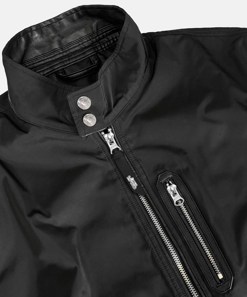 BADBLOOD Contour Technical Leather Panel High-Neck Jacket - Black