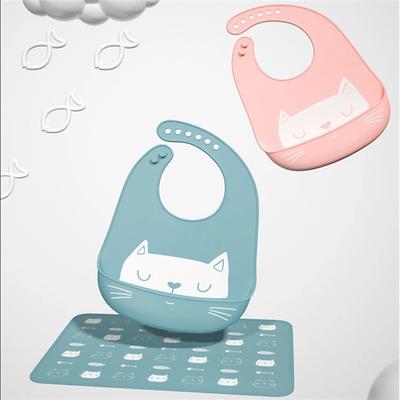 Niedliche Baby-Lätzchen, wasserdicht, Silikon-Lätzchen, Säuglings- und Kleinkindfütterung, Speicheltuch, Cartoon-Design, verstellbare Kinderschürze mit Tasche