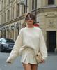 New Women's Loose Round Neck Plush Sweater: European & American Autumn/Winter Collection – Cozy, Solid Color Knit Outerwear, Lazy Style.