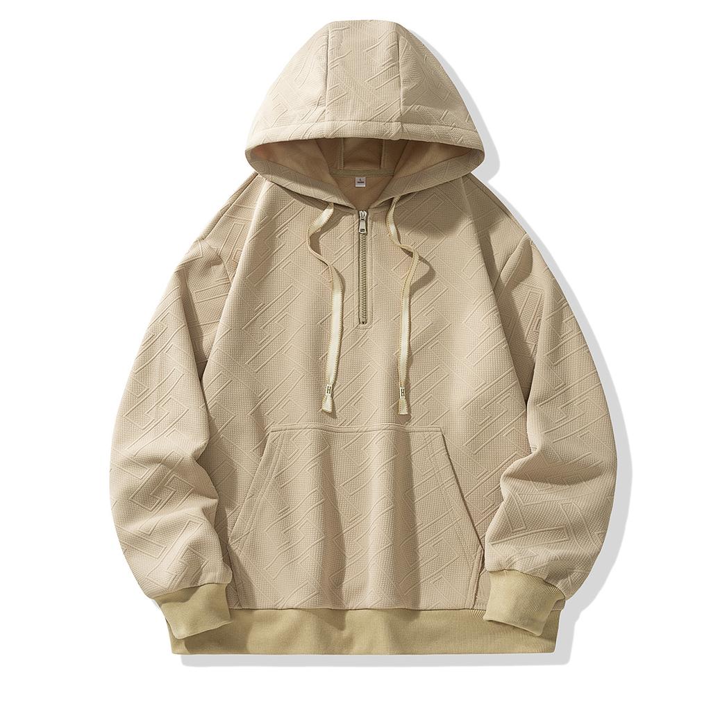 Sweater Men's Hooded Half Zipper Long Sleeve Sweater Men's Autumn Embossed Top Jacket