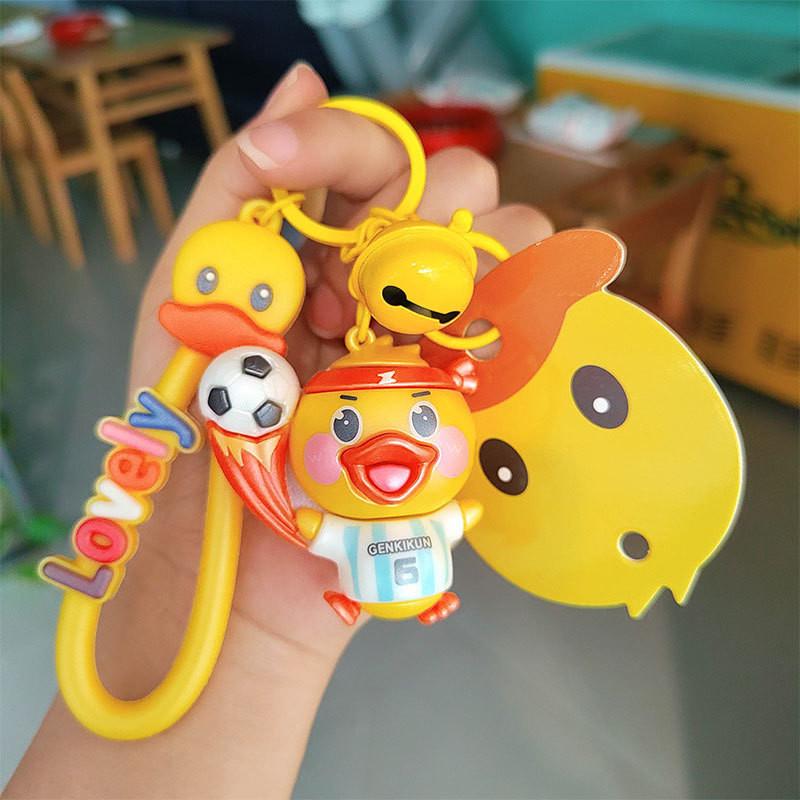 

Charming Electroplated Cat Keychain Resin Cartoon Accessory For Gifting Soccer Duck