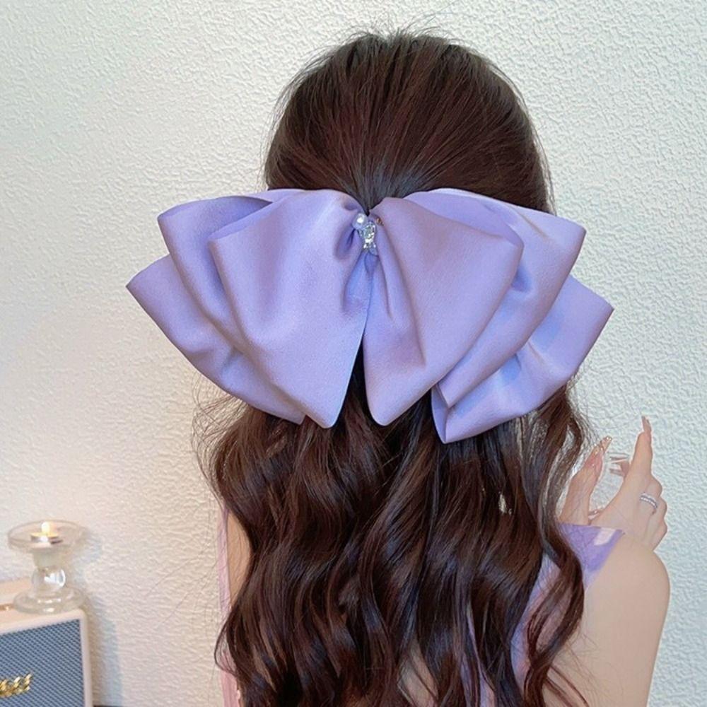 

Заколка для волос Большой бант Зажимы для волос Стразы Жемчуг Лента Заколки Сладкий Кристальный Головной убор Девочка