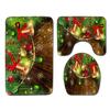 Christmas Printed Shower Curtain Floor Mat Four-Piece Bathroom Toilet Non-Slip Absorbent Carpet Toilet Non-Slip Door Mat