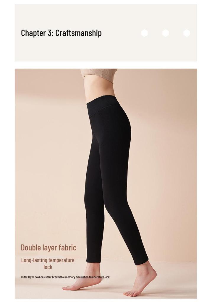Women's Thick Fleece-Lined Wool-Blend Pants, Ideal for Winter Outdoor Wear, Extra-Warm and Cozy.