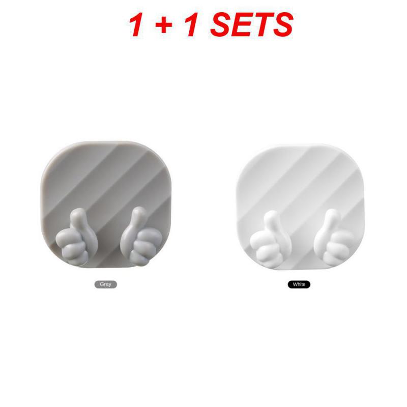 1/2SETS Punch Free Plug Hook Kreativer Punch Free Daumenstecker Selbstklebender Datenkabel-Aufbewahrungshaken Küchengerätehaken