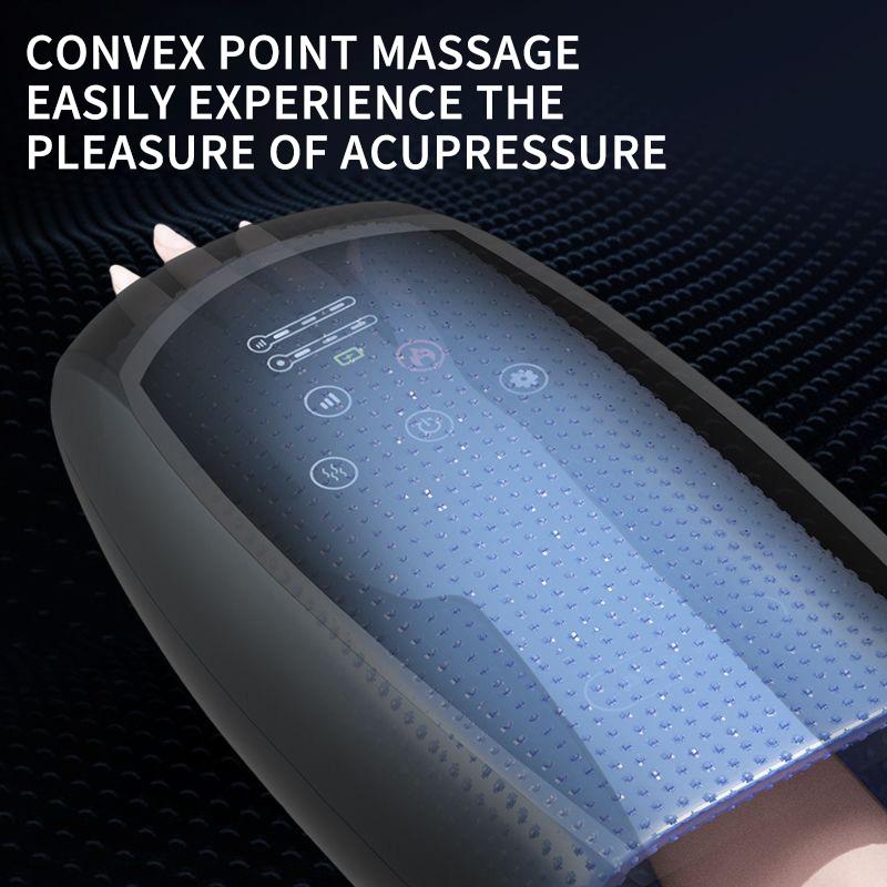 Electric Hand Massager with Airbag Compression Warm Heating Vibration Touchscreen Cordless Finger Massage Gift (Black)
