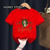Christmas Kid T Shirt Fashion Merry Christmas Letter-printed Children's T-shirt Short-sleeved Tops for Children Clothes Tee