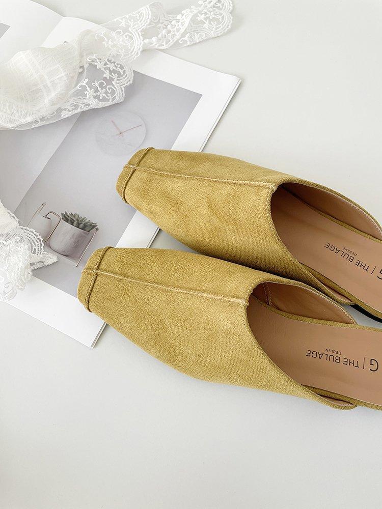 

Высококачественные замшевые туфли Lazy Muller с квадратной головкой и глубоким ртом, плоские тапочки с сумкой на голове, женские тапочки, классные тапочки, прилив 39 лимонно-желтый