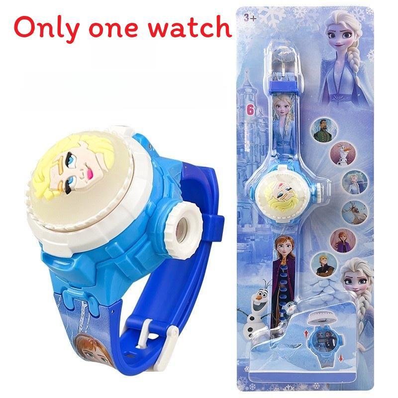 Hello Kitty Cartoon Electronic Watch With Rotating Cover And Projector Light For Kids Elsa