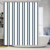 Classic Blue White Striped Shower Curtain Waterproof Bath Mat Decorative Liner Rectangular Size Customizable for Bathroom