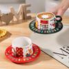 Santa Claus Ceramic Coffee Cup and Saucer English Afternoon Tea Floral Tea Coffee Cup Home Breakfast Milk Mug Christmas Gift New