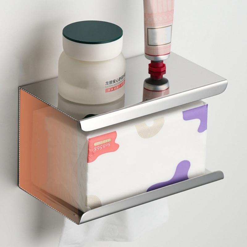 Punch frees Tissue Dispensers Corrosion Resistant Tissue Stand Contemporary Square Tissue Box Cover Metal for Bathroom
