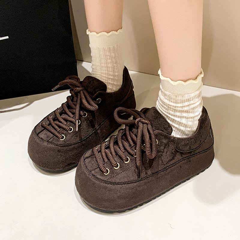 Fashion Flats Women Loafers Shoes Lace Up Suede Designer Sport Shoes 2025 Fashion Casual Woman Sneakers Autumn New Zapatillas De Mujer