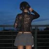 European & American Women's Sexy Lace See-through Long-Sleeve Top - Spring/Summer Fashion