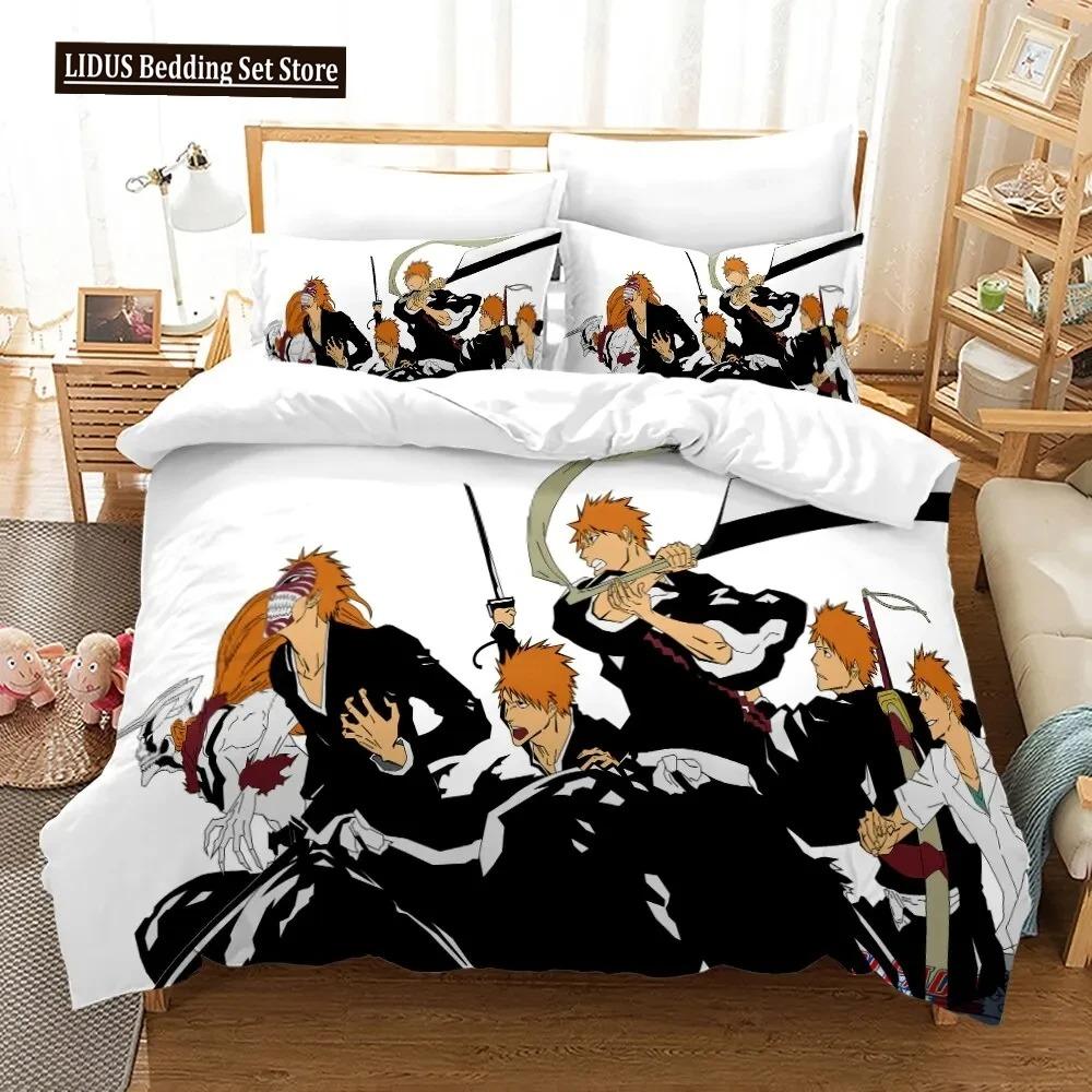 Anime Bleach Kurosaki Ichigo Bedding Set Boys Girls Twin Queen Size Duvet Cover Pillowcase Bed Boys Adult Home Textileextile