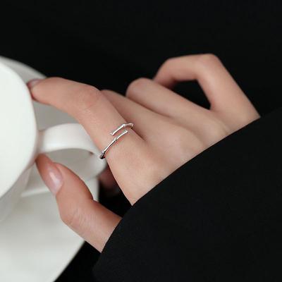 Bamboo Open Ring Women'S Fashion Versatile Simple Guochao Creative Branch Bamboo Index Finger Ring Tail Ring Adjustable