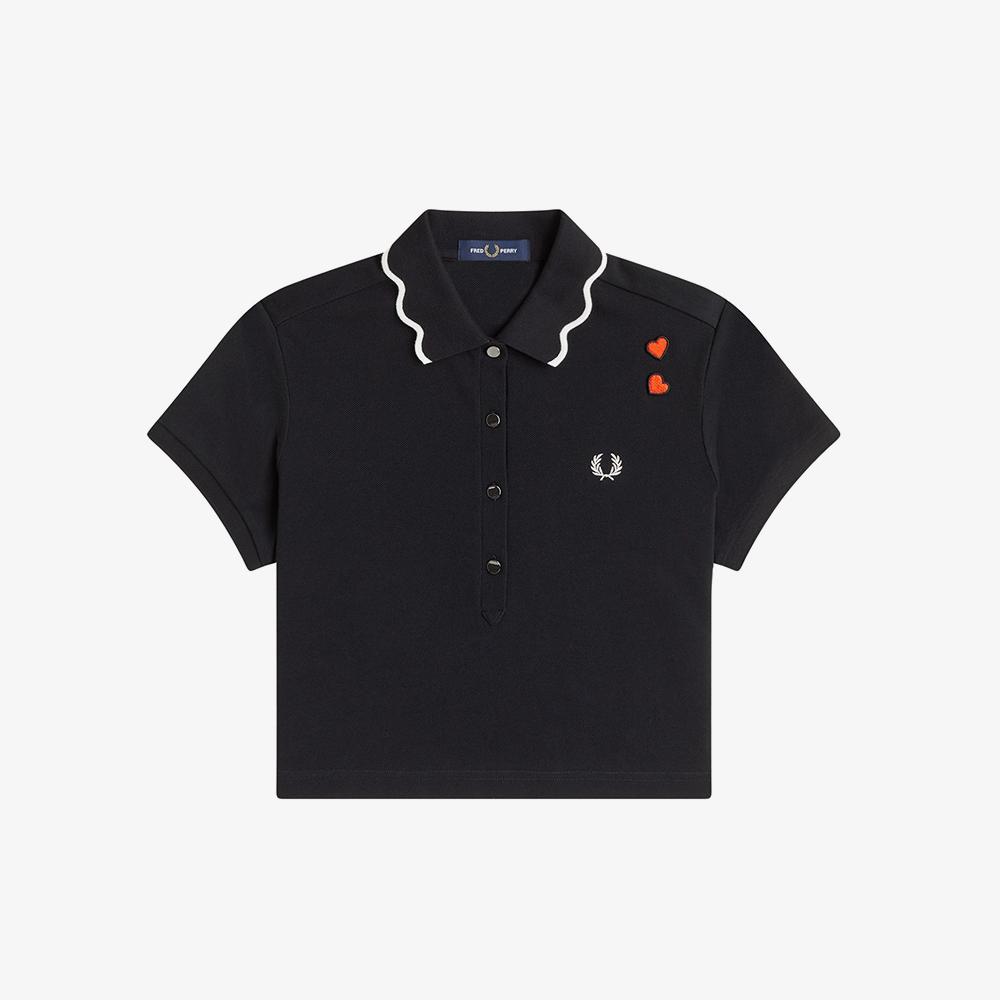 Fred Perry [Amy Winehouse] Scalloped Trim Polo Shirt - Black Afpf261G131-102
