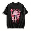 Valentine's Day Girls Print Top Cute Heart Rose Pattern Casual Tee For Women Teens Pure Cotton T-shirt