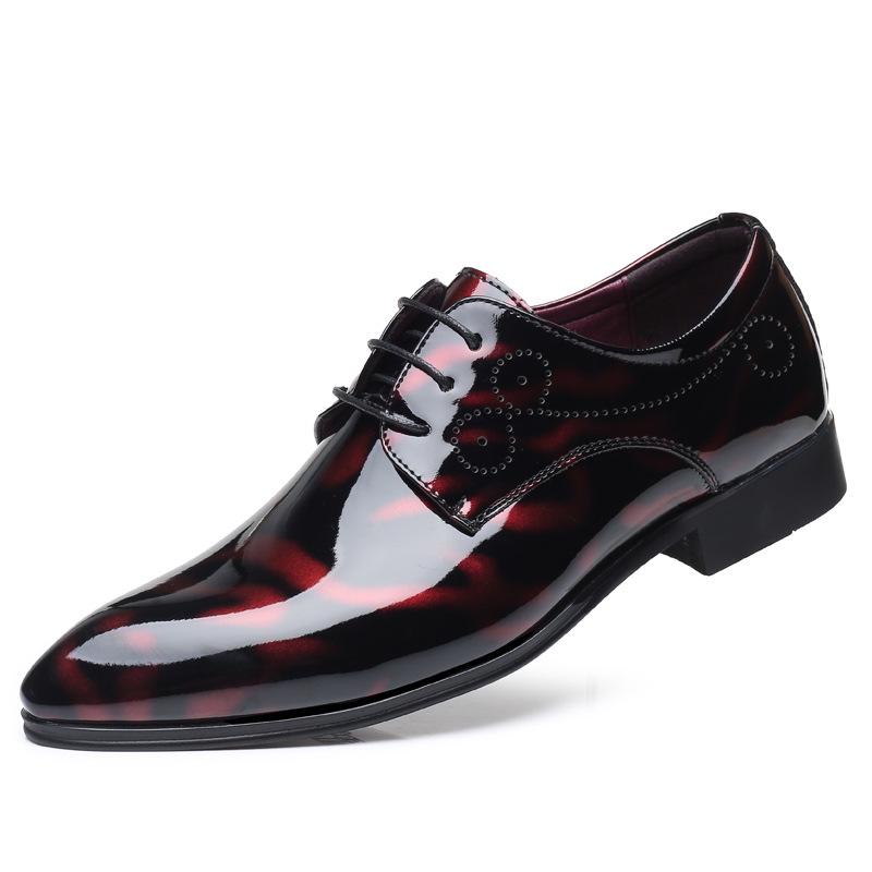 

Men s Plus Size Pointed Patent Leather Lace-Up Dress Shoes 40 красный