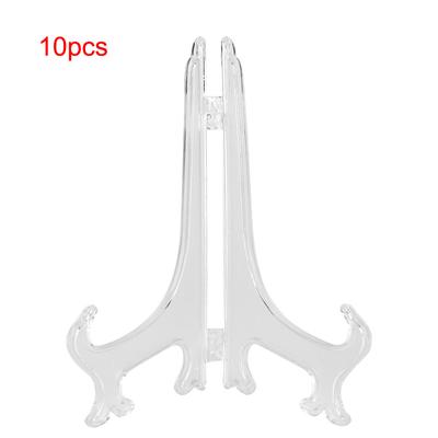 10pcs Folding White Plastic Plate Holders Dish Picture Frame Decorative Display Stand Rack