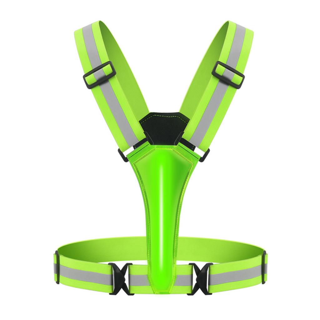 Led Reflective Running Vest Light with Strap High Visibility Up to 300m Elastic Fabric for Adults Kids
