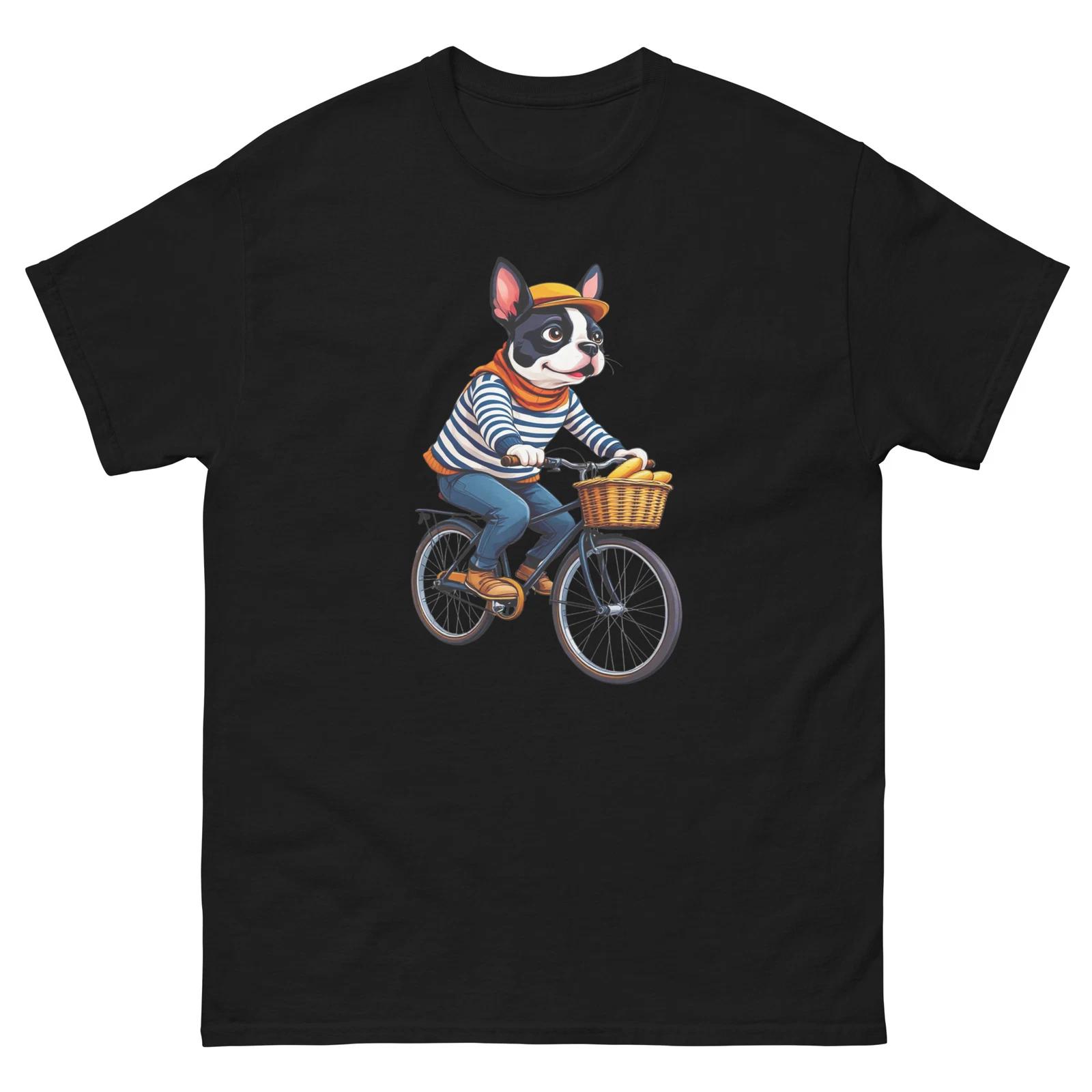 Biking Boston Terrier Dog Bike Cycling T-Shirt S