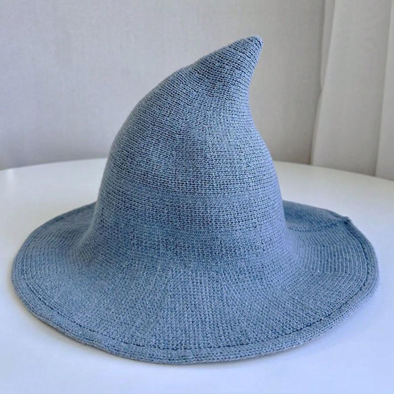1pc Women's Halloween Witch Hat, Foldable Knitted Pointed Wizard Hat ,Suitable For Halloween Activities Winter Vampire Costume