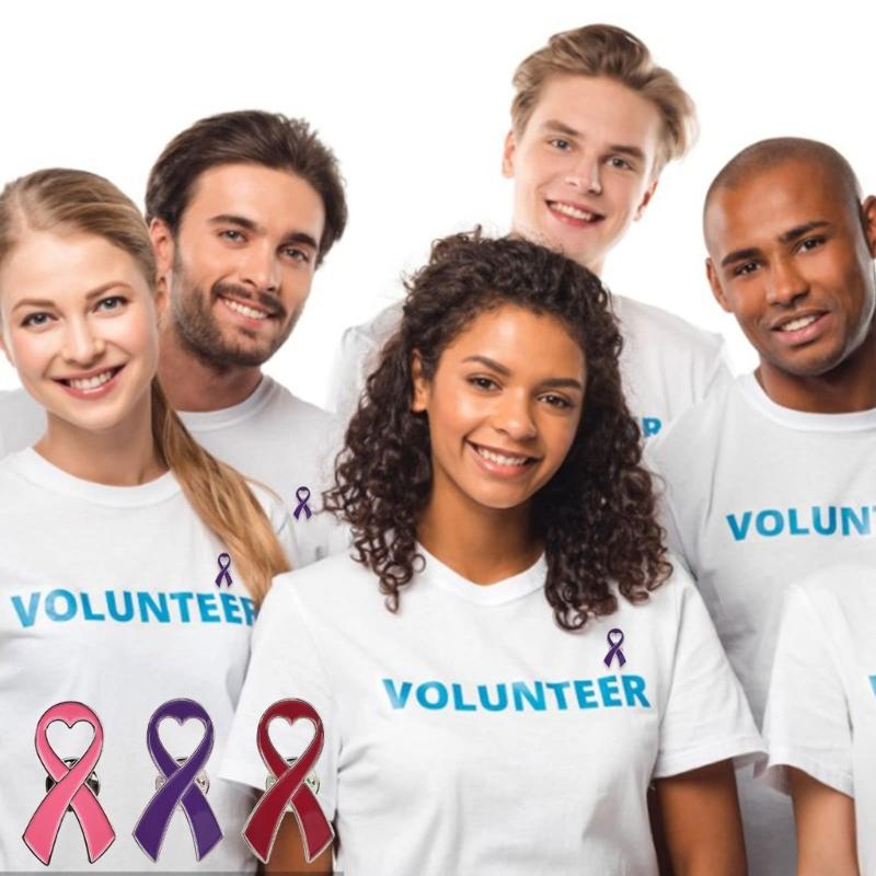 20pcs Breast Cancers Awareness Enamel Lapel Pin Heart Ribbon Brooches Pins Public Welfare Badges Party Jewelry Accessory