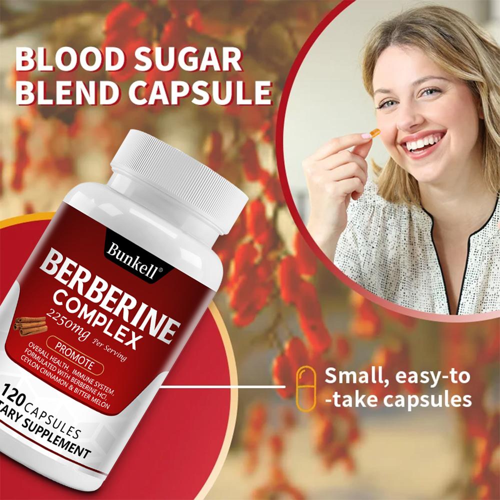 Bunkell Berberine Complex Dietary Supplement, 2250mg, 120 Capsules