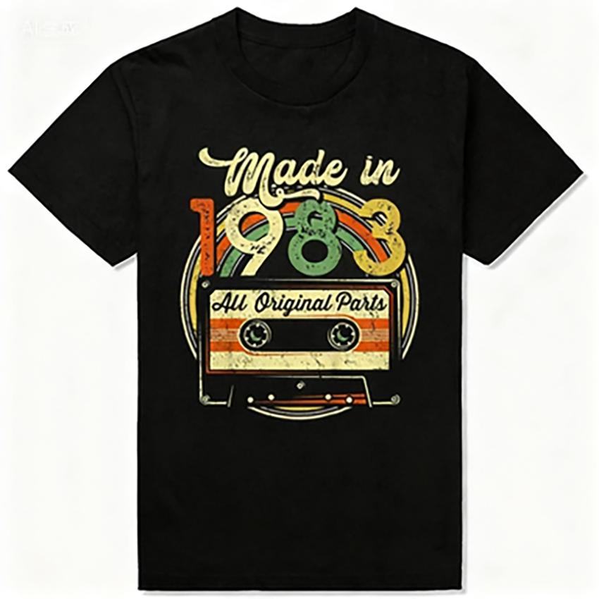 Vintage Made in 1983Edition  Birthday Gift T-Shirt Women Retro Casual Short Sleeve
