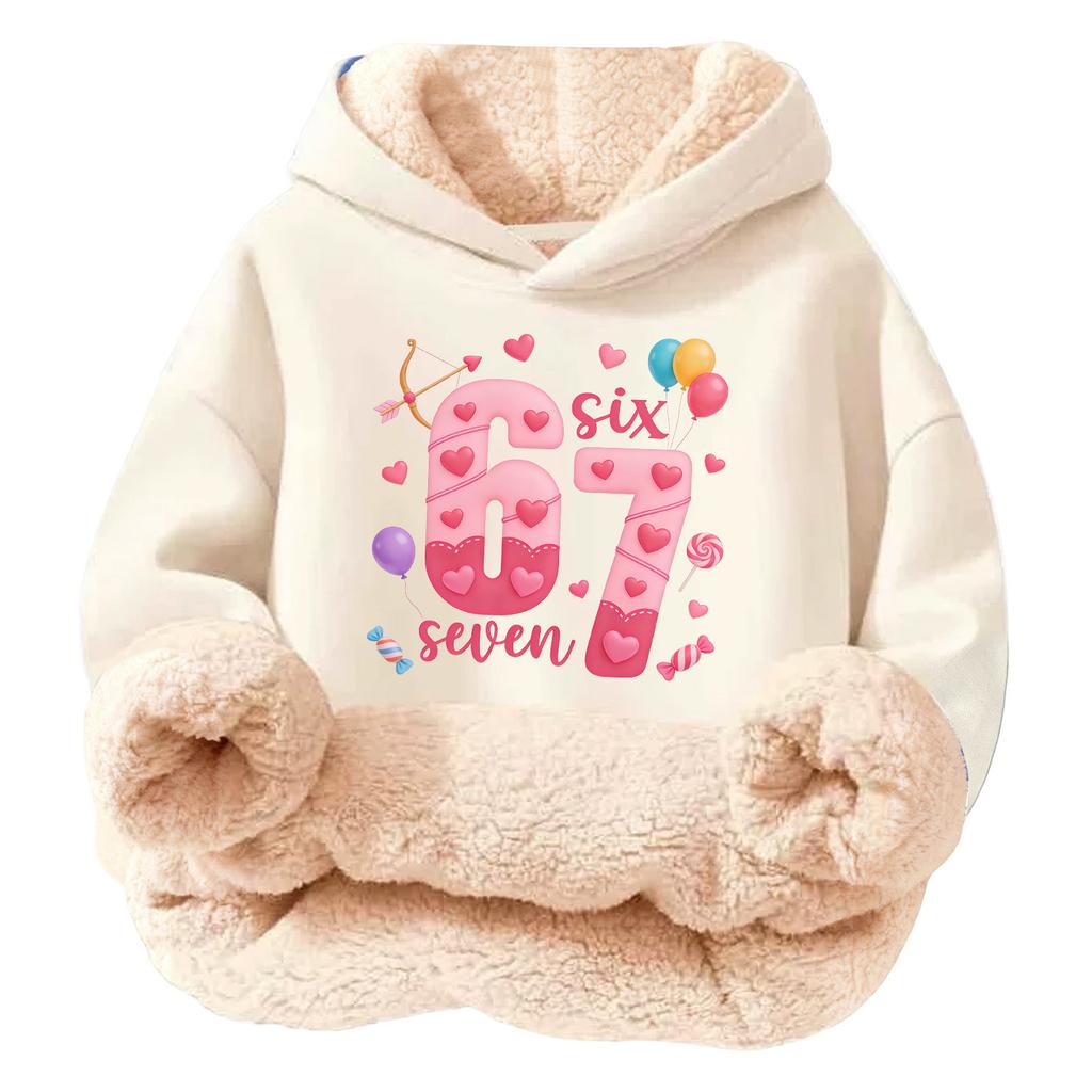 Çocuklar İçin Modaya Uygun Baskılı Günlük Polar Kapüşonlu Bol Kesim Cepli Olmayan Hoodie