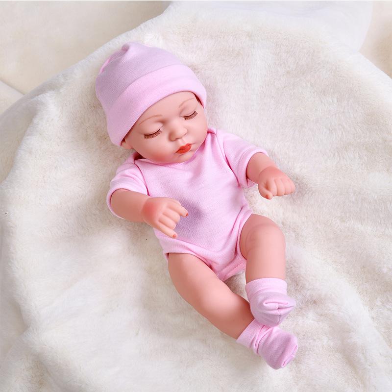 Mini 11-inch Reborn Doll with Closed Eyes, Simulation Baby Doll for Little Girls, Early Education Sleeping Doll