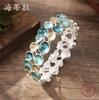 New Color Painting Oil Geometric Round Flower Elastic Bracelet, Fashionable Women's Versatile Petal Bracelet