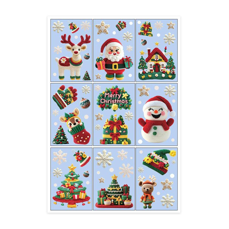 Static Cling Christmas Sticker Snowman Christmas Tree Decor Set Festive Display