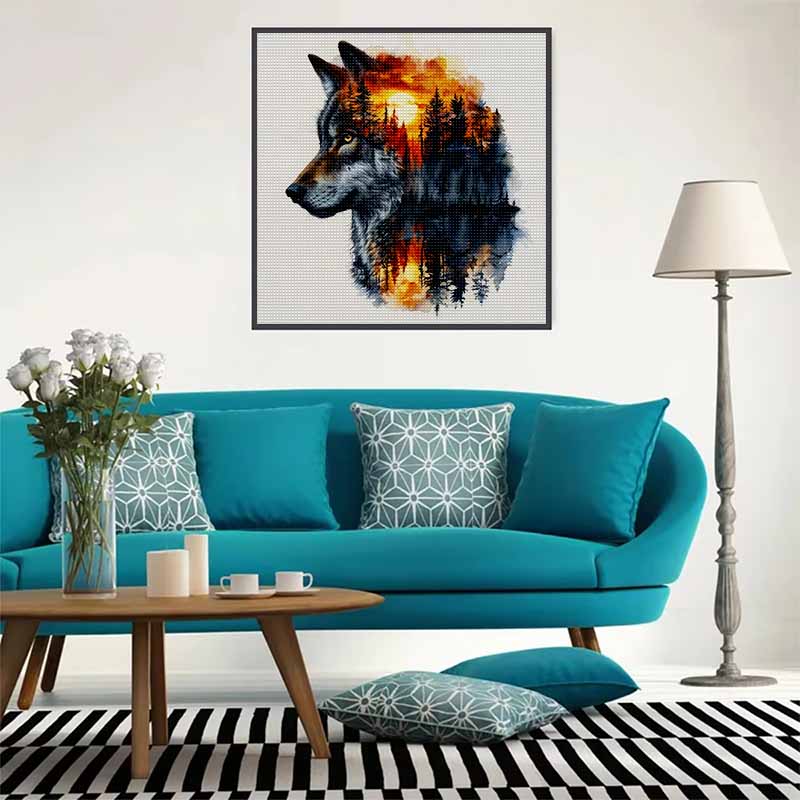 New Arrival 5D DIY Full Circle Diamond Painting "Wolf Shadow" Embroidery Cross Stitch Home Decor Gift
