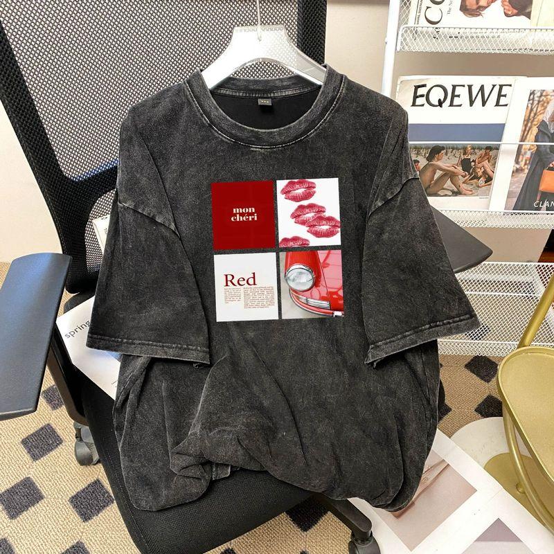 Fashion Wind Summer New Arrival Stylish Loose Short Sleeve Cotton T-shirt Printed Loose Cotton T-shirt