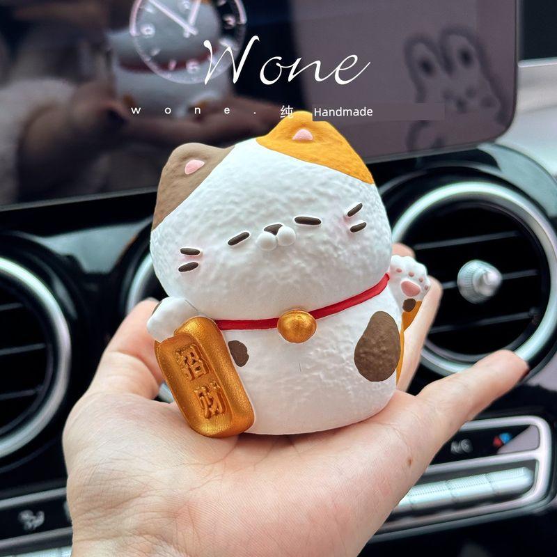 Car Perfume Aromatherapy Cute Chubby Lucky Cat Dashboard Ornament Desktop Decoration Fortune Diffuser Stone Light Fragrance Luckcat ornaments Other notes