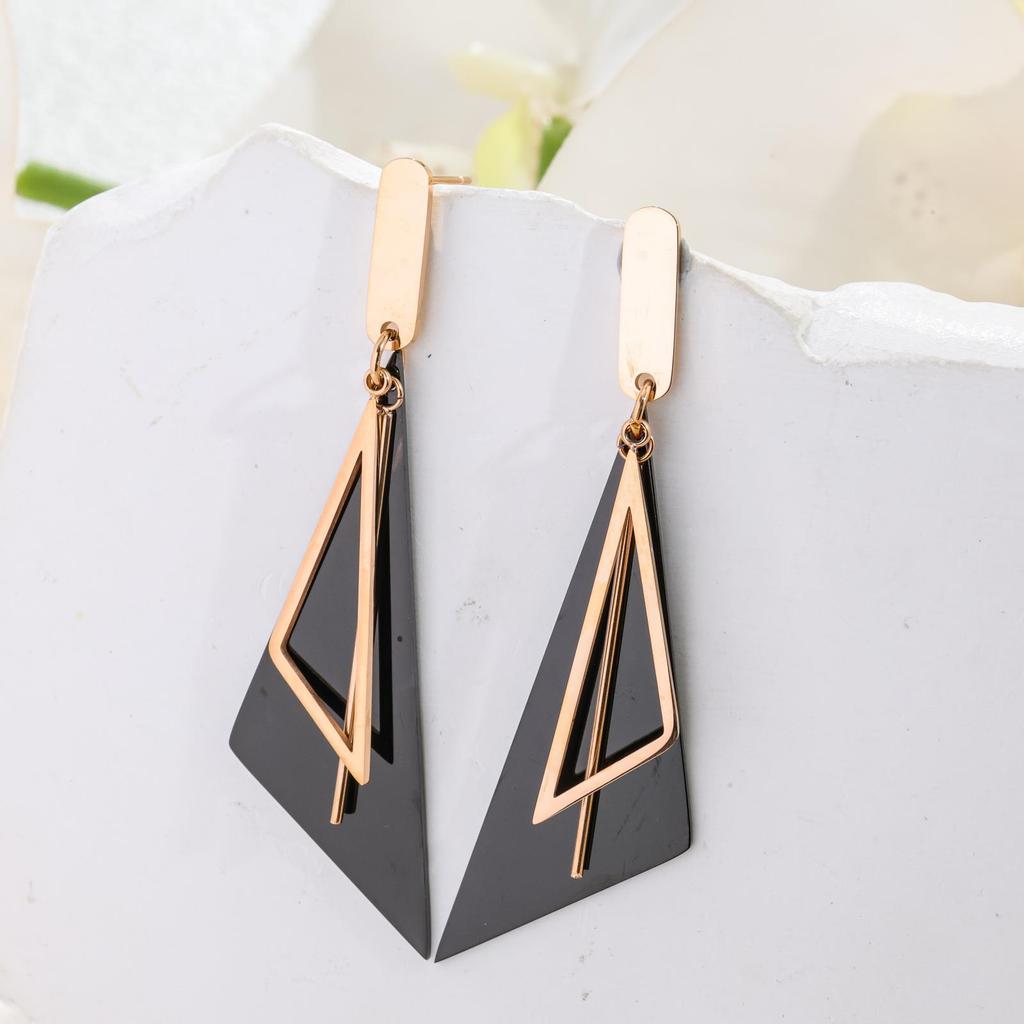 Non-titanium Steel Long Earrings Modify Face Shape Temperament Fringed Earrings Triangle Earrings Niche Personality Design