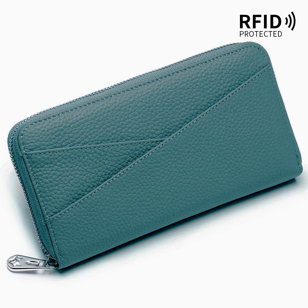 Damski portfel długi akordeonowy z prawdziwej skóry z ochroną RFID