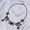 Vintage Gothic Spider Necklace Halloween Spider Net Pendant Necklace Punk Style Reptile Animal Jewelry for Women Girl