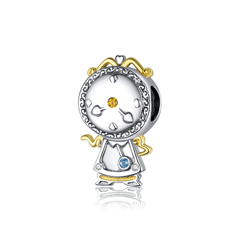 WOSTU 925 Silver Flamingo Bee Charms Ariel Balloon Coffee Girls Beads Dangle Fit DIY Original Bracelet Pendants Jewelry