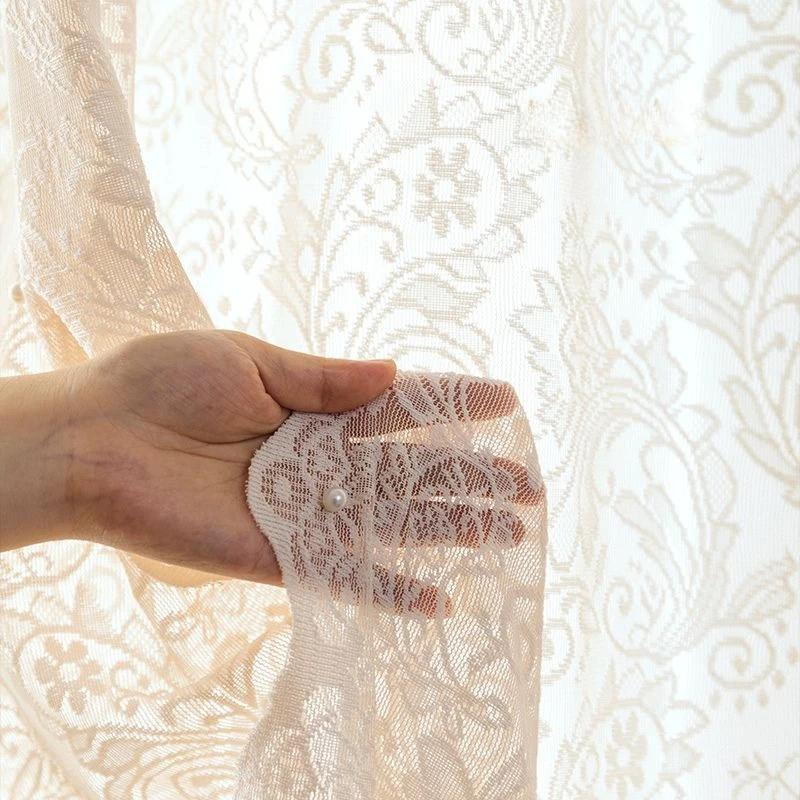 

Завіса для вікна з екраном для вітальні 1 шт. Ретро-елегантність із хвилястим краєм Палац у європейському стилі Мереживна завіса-перегородка Прикраса дому W140cmXH150cm 1pc хакі