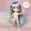 1 Set Nude Doll 3D Simulation Eyes 13 Joint Black Long Hair 1/8 17Cm Doll Plastic Doll Head Toys With Gold Brown Hair Kids Gift
