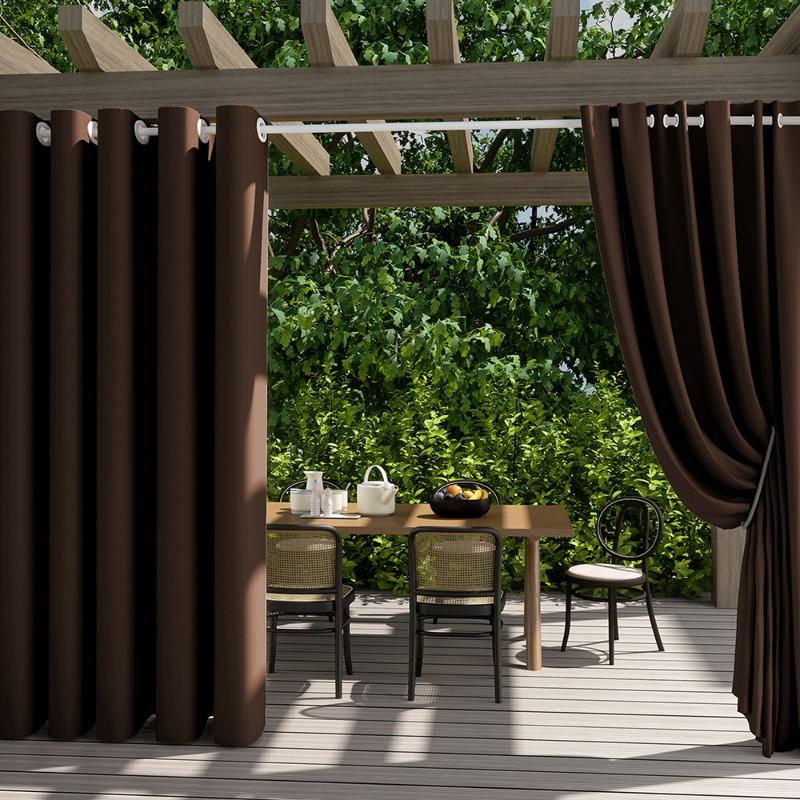 Solid Color Exterior Curtain Suitable  Waterproof Oxford Cloth Privacy Grommet Curtain For Gazebo Front Porch Pergola Patio