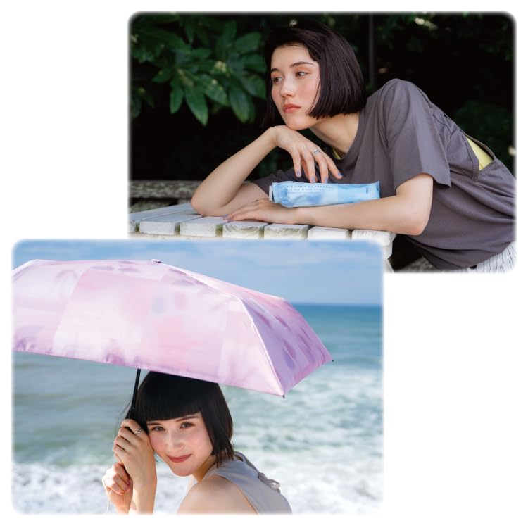 Lightweight Blur Tulip Beige Light UV UPF Rain or Folding Perfect for and Floral [2025] Wpc. Parasol, Design, Mini, (100% Blocking, 99.9% Protection,