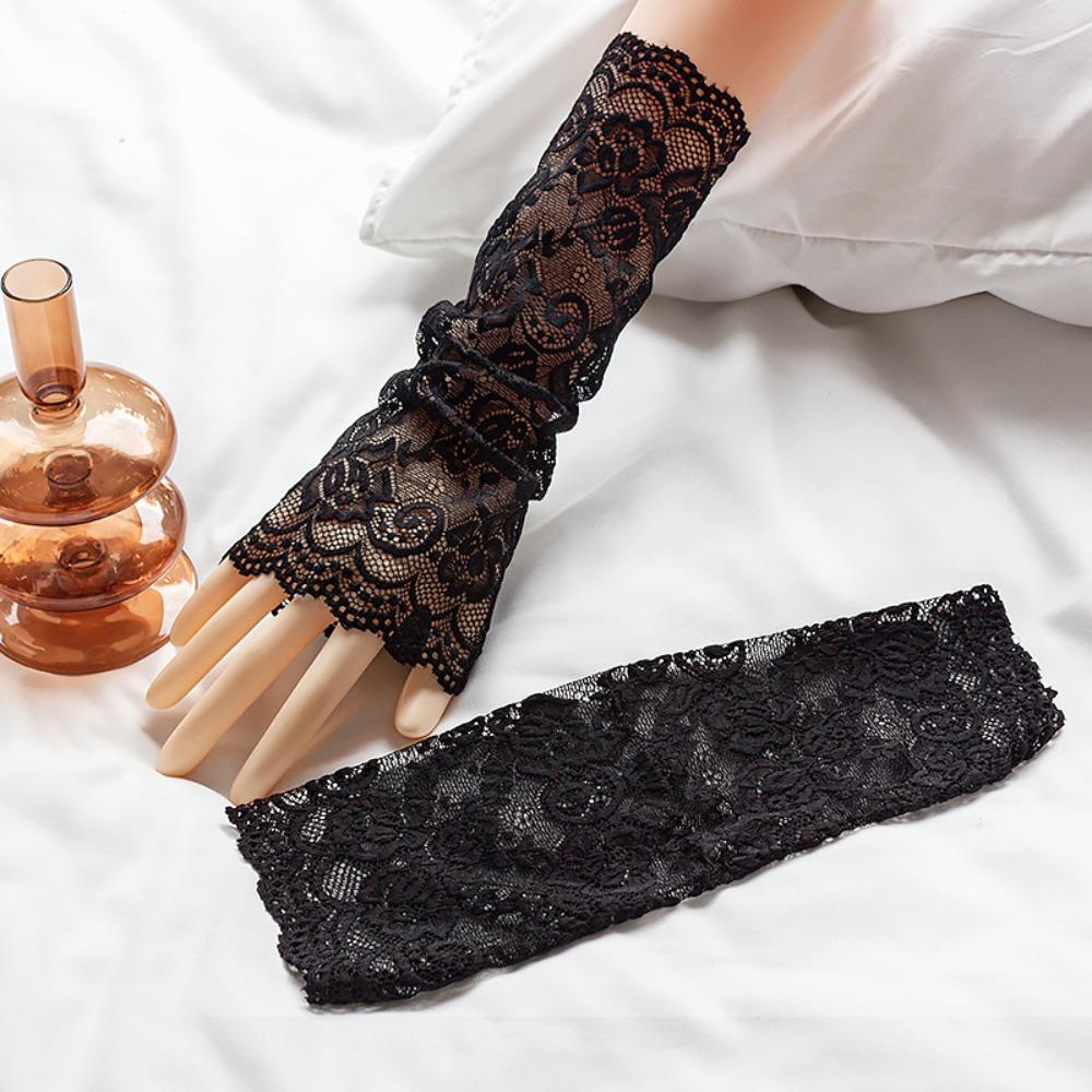 Portable Sunscreen Floral Sleeveless Lace Long Women's Arm Cover Breathable Driving Gloves
