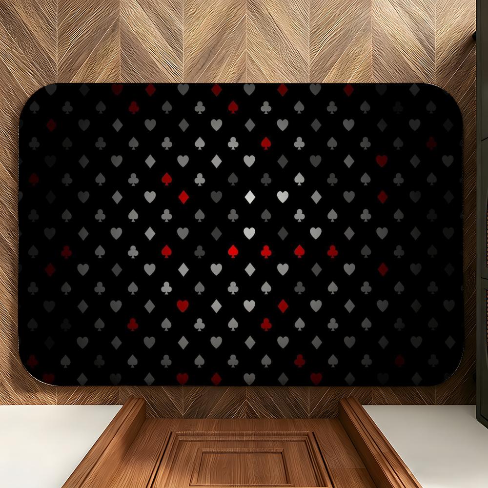 Game P-Poker Suit A-Ace Floor Mat Soft Flannel Entrance Door Mat Non Slip Absorbent Bathroom Bedroom Floor Rug