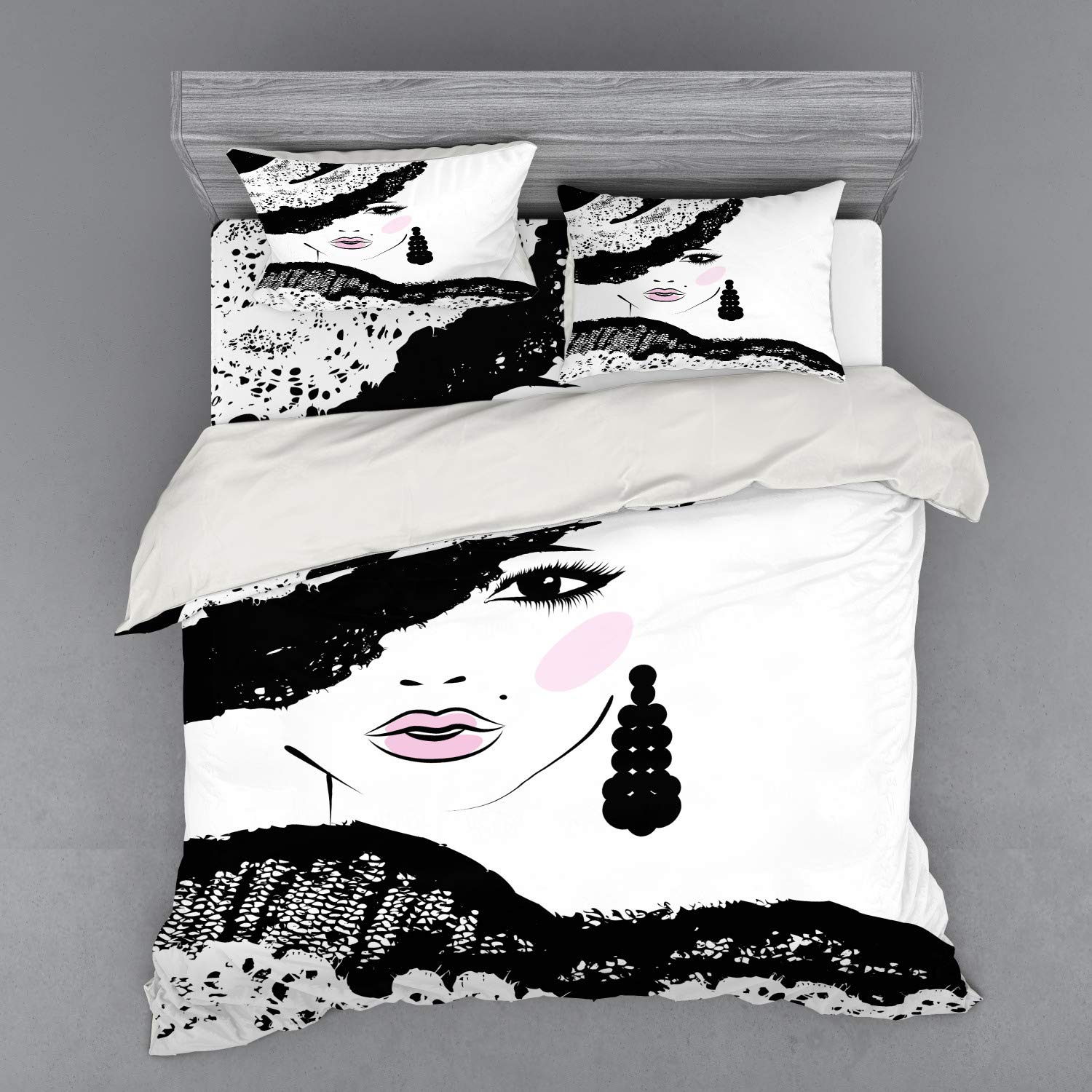 

Human Face Comforter Cover Sets For Teens Lightweight Down Quilt Covers Abstract Shape Face Pattern Bedspread Cover No Comforter EU Single(135*200cm)3pcs